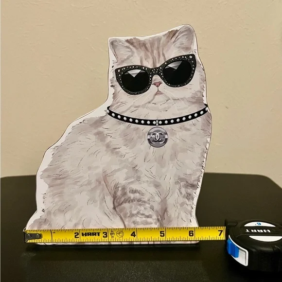 Chanel Cream and Black Cat with Sunglasses and Chanel Studded Collar - Picture 4 of 4